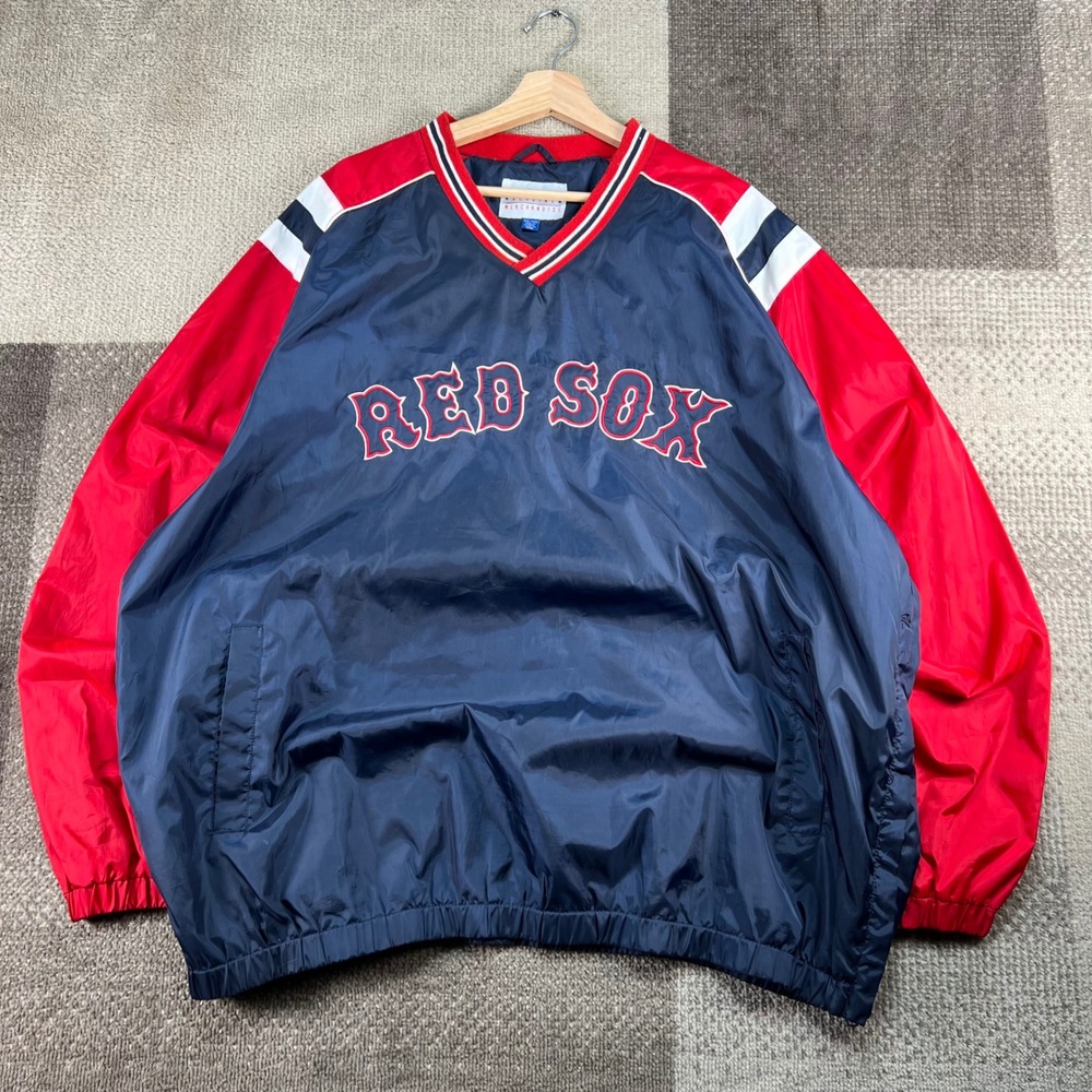 MLB Boston Red Sox Genuine Merchandise Pullover Windbreaker Navy Red Mens XXL